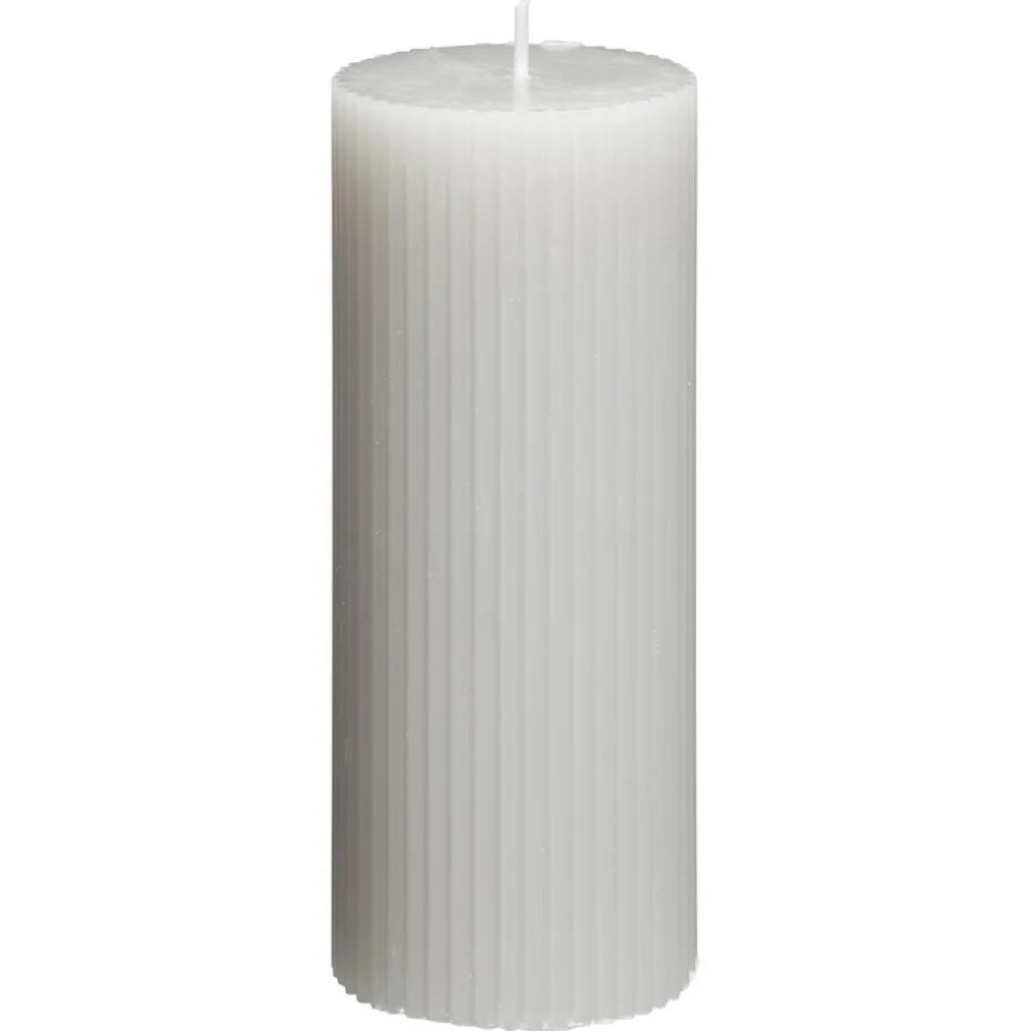 Kaars Rustiek Ribbel Grijs 15 Cm